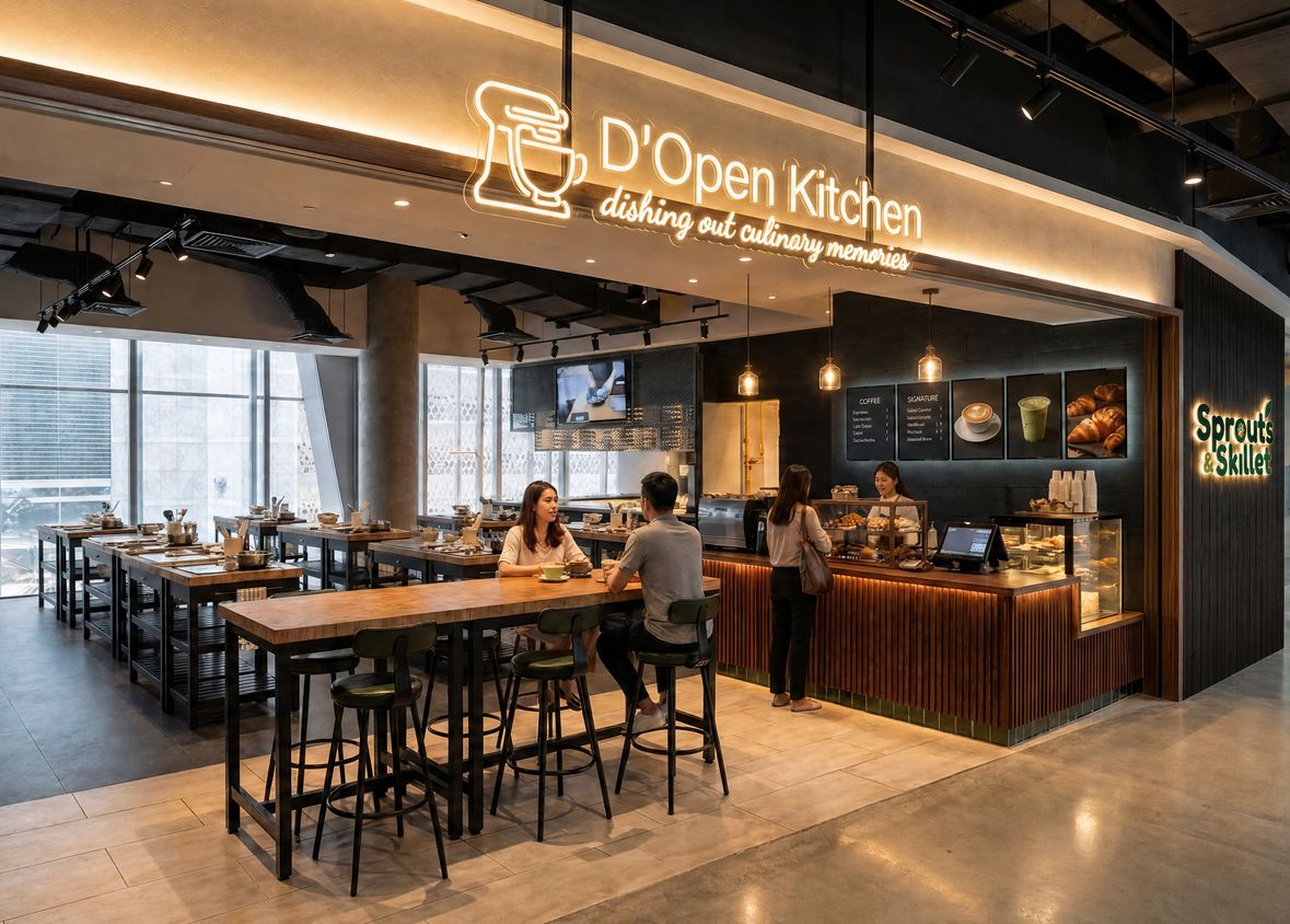 The fully equipped D'Open Kitchen studio on Robinson Road