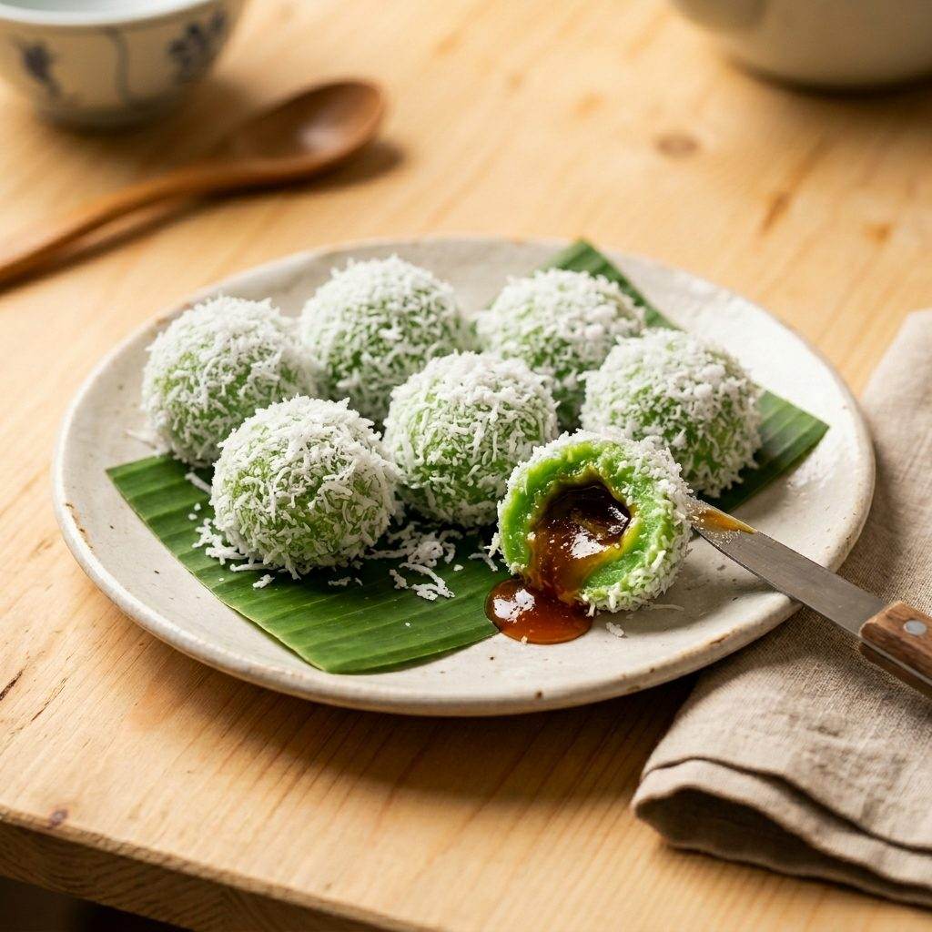 Ondeh-ondeh kueh rolled in grated coconut