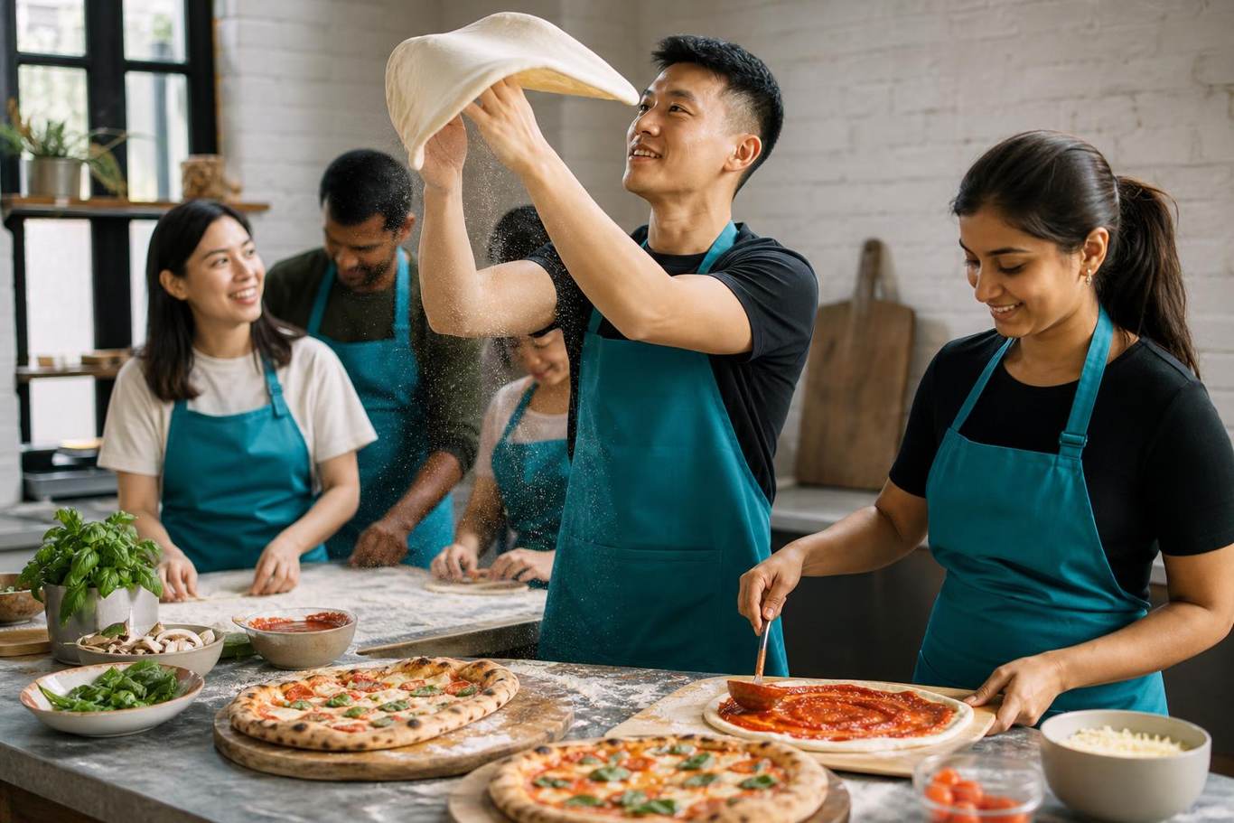A pizza masterclass workshop for corporate teams in Singapore