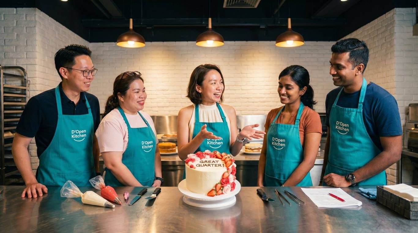 Whole cake class workshop for teams in Singapore