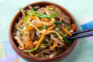 Japchae, A Korean Stir Fried Glass Noodles