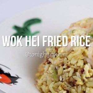 Plate of Wok Hei Shrimp Fried Rice with Sambal Chilli