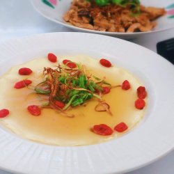 Chinese Steamed Egg with Wolfberries Sauce