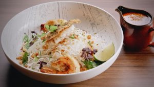 Crispy Bee Hoon with Seafood in Laksa Bisque