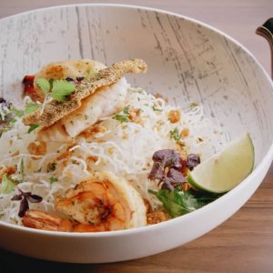 Crispy Bee Hoon with Seafood in Laksa Bisque