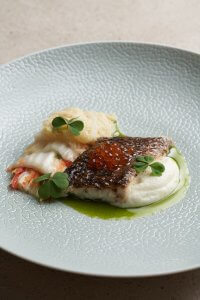 Smoked Mangrove Jack with Kimchi and Cauliflower Puree