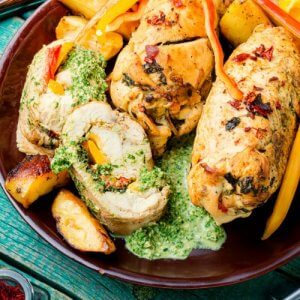 Roast Chicken w/ Stuffing Root Vegetables