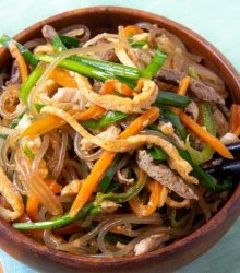 Japchae, A Korean Stir Fried Glass Noodles